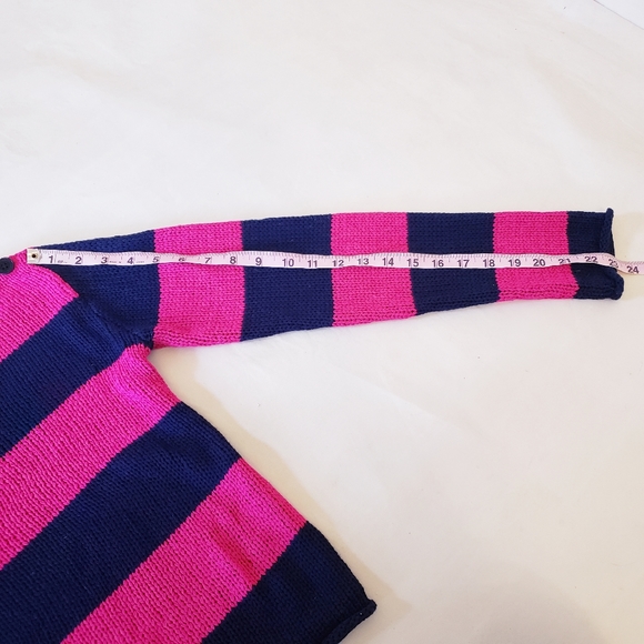 Ralph Lauren Loose Knit Pink & Blue Horizontal Stripe Boxy Sweater, Size M - Picture 6 of 8